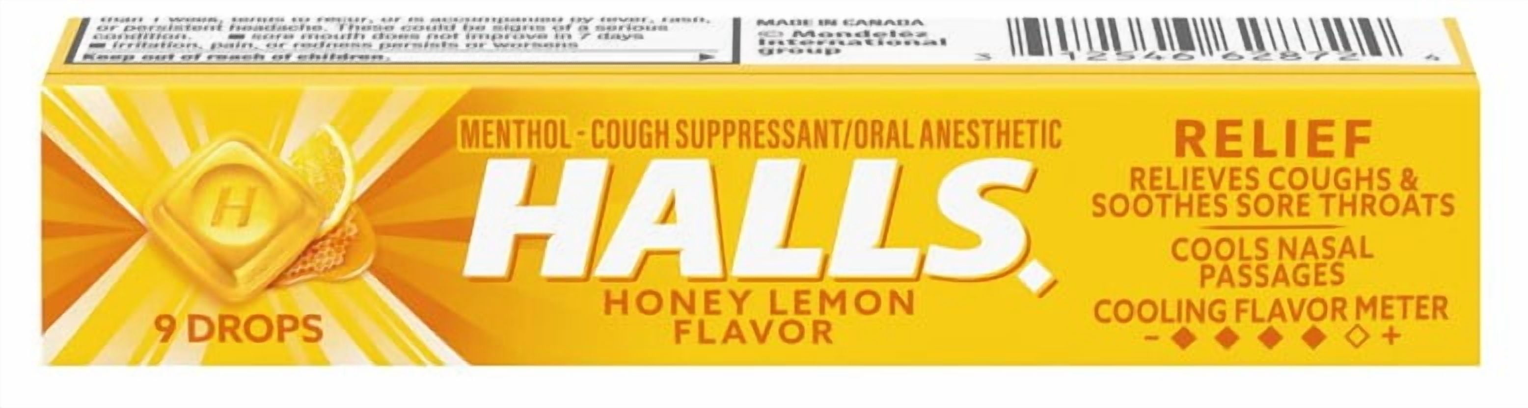PR HALLS Relief Honey Lemon Cough Drops, 9 Drops