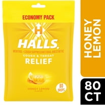 HALLS Relief Honey Lemon Cough Drops, Economy Pack, 80 Drops