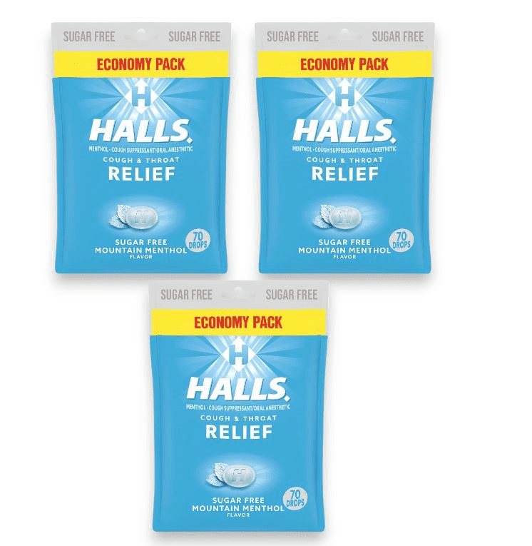 HALLS Relief Mountain Menthol Sugar Free Cough Drops, Economy Pack, 70 ...