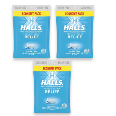 HALLS Relief Mountain Menthol Sugar Free Cough Drops – Economy Pack, 70 Drops (Family Size)