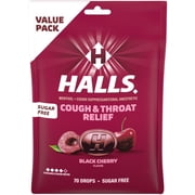 HALLS Cough & Throat Relief Black Cherry Sugar Free Cough Drops, Value Pack, 70 Drops