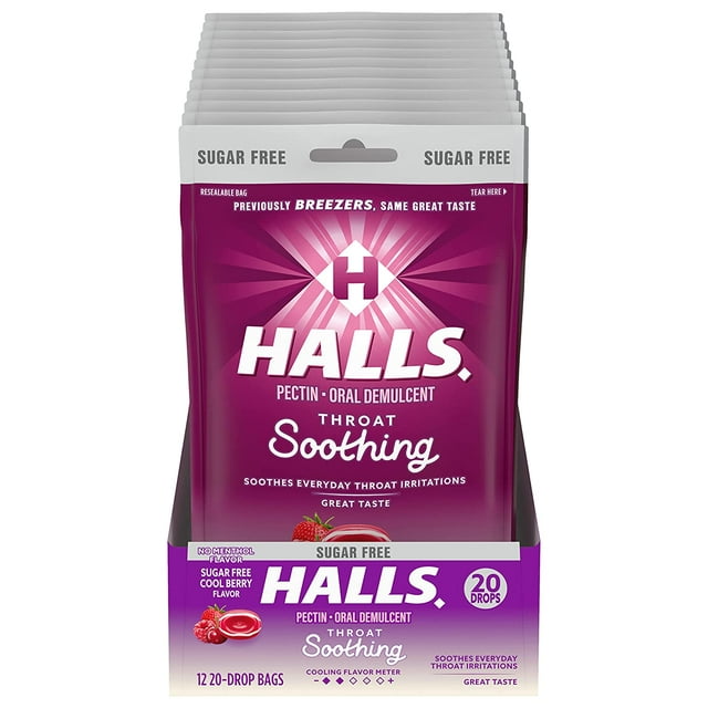 HALLS Throat Soothing (Formerly HALLS Breezers) Cool Berry Sugar Free