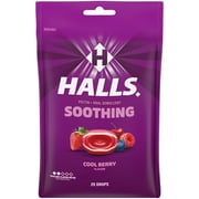 HALLS Soothing Cool Berry Throat Drops, FSA/HSA Eligible, 25 Drops