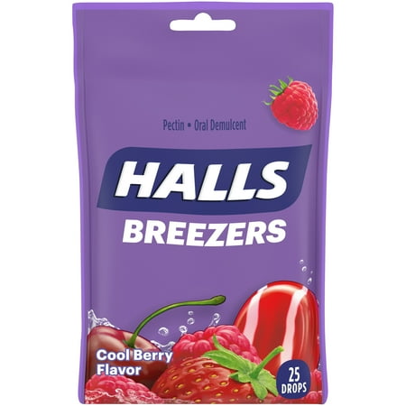 HALLS Throat Soothing (Formerly HALLS Breezers) Cool Berry Throat Drops, 25 Drops