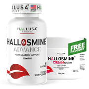 HALLUSA NATURAL Hallosmine Advance DIosmin 1000mg leg Circulation & Vein Support, 60 Capsules + Free Hallosmine Vein Cream 4 oz