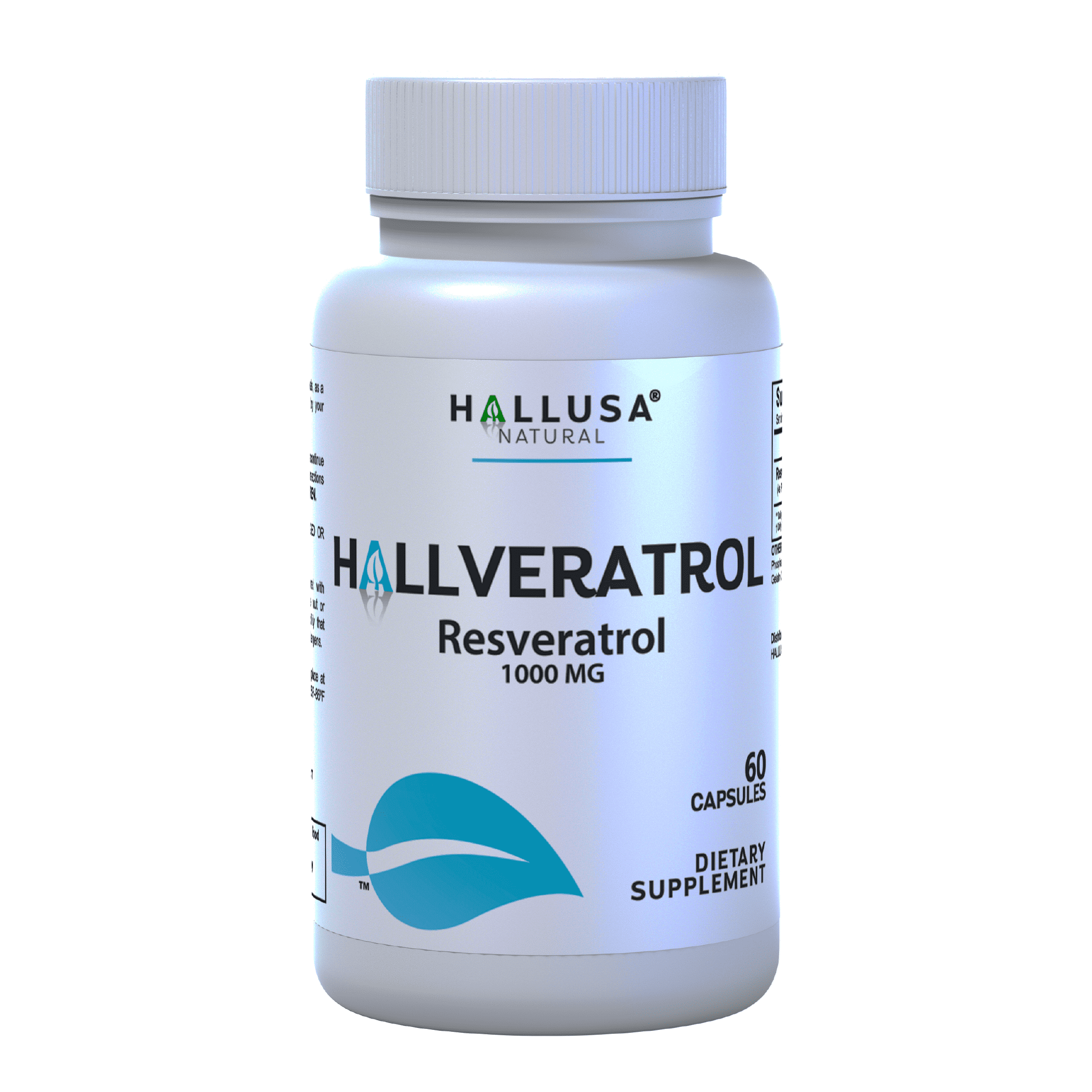 HALLUSA NATURAL Resveratrol Supplement, 1000mg, 60 Capsules, Non-GMO, Polyphenol Powder