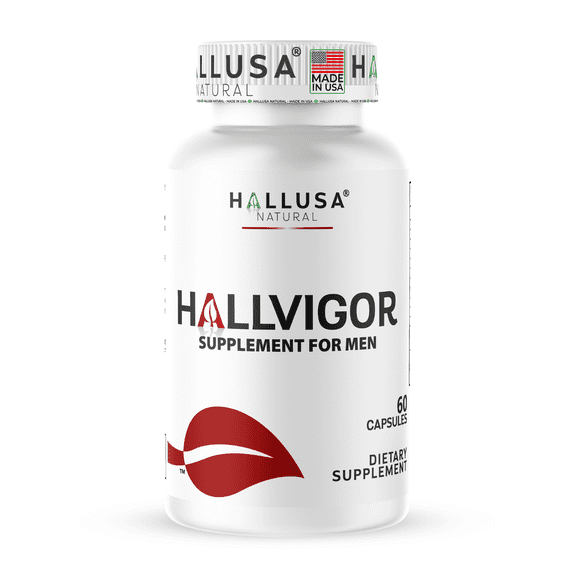 Hallusa Natural Hallvigor Mens Vitality Formula | Korean Ginseng + Saw Palmetto | B-Complex, Vitamins C & E + Zinc | 60 Tablets