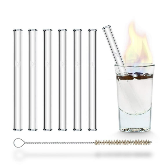 HALM Glass Straws 6x 4 inch with Plastic Free Brush Reusable