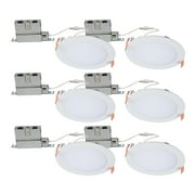 HALO 6in. Canless Ultra -Thin, Selectable 5CCT, IC Rated, Dimmable, White, Recessed Lighting 6-Pack