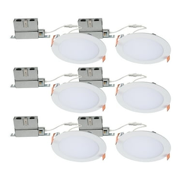 HALO 6in. Canless Ultra -Thin, Selectable 5CCT, IC Rated, Dimmable, White, Recessed Lighting 6-Pack