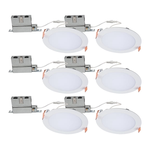 HLB 6 in. Adjustable CCT Canless IC Rated Dimmable Indoor, Outdoor Integrated LED Recessed Light Kit 6-Pack