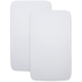 HALO BassiNest Cotton Bedside Sleeper Fitted Bassinet Sheets, White, 2 Pack