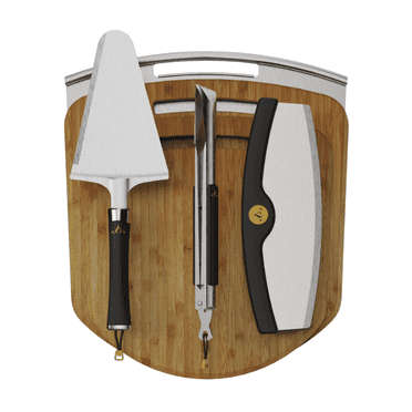 HALO 6-Piece Pizza Cook and Serve Kit with Peels, Mezzaluna Cutter, Server, and Tongs