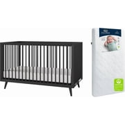 HALO Cranbrook 4 in 1 Convertible Crib in Ebony + DreamWeave Breathable Crib Mattress Set
