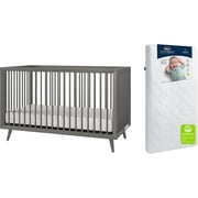 HALO Cranbrook 4 in 1 Convertible Crib in Lunar Grey + DreamWeave Breathable Crib Mattress Set