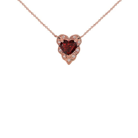 HALO DIAMOND HEART-SHAPED PERSONALIZED GENUINE BIRTHSTONE AND NECKLACE IN ROSE GOLD : 14K Pendant with 18" chain Blue Topaz (December)