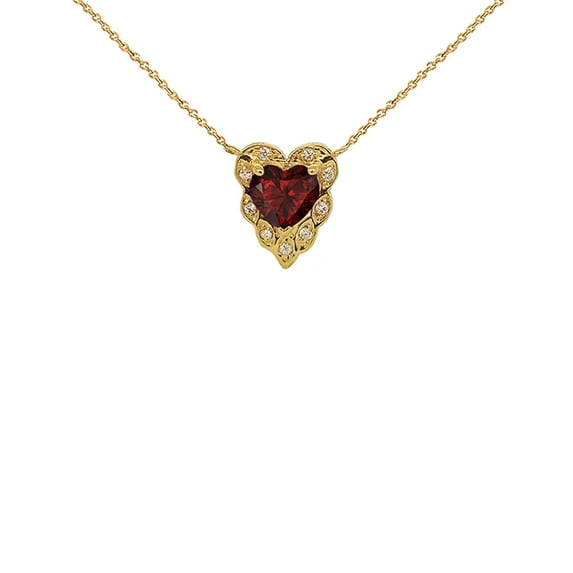 HALO DIAMOND HEART-SHAPED PERSONALIZED GENUINE BIRTHSTONE AND NECKLACE IN YELLOW GOLD : 14K Pendant with 22" chain Citrine (November)