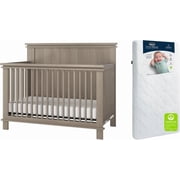 HALO Denman 4 in 1 Convertible Crib in Crescent Grey + DreamWeave Breathable Crib Mattress Set