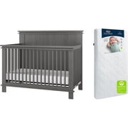 HALO Denman 4 in 1 Convertible Crib in Midnight Grey + DreamWeave Breathable Crib Mattress Set