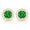 thumbnail image 1 of HALO EARRINGS 0.50CT GEMSTONE DIAMOND EMERALD 14K YELLOW GOLD, 1 of 5