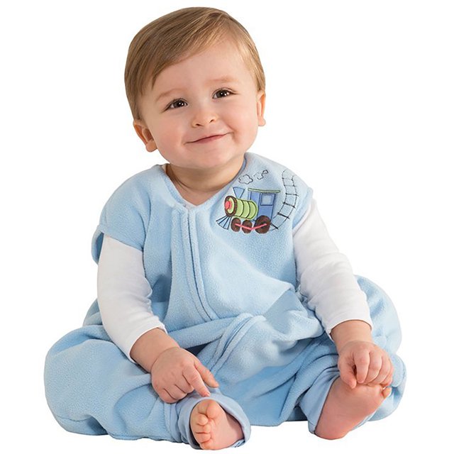 HALO Early Walker SleepSack Wearable Blanket, Microfleece, Blue Train