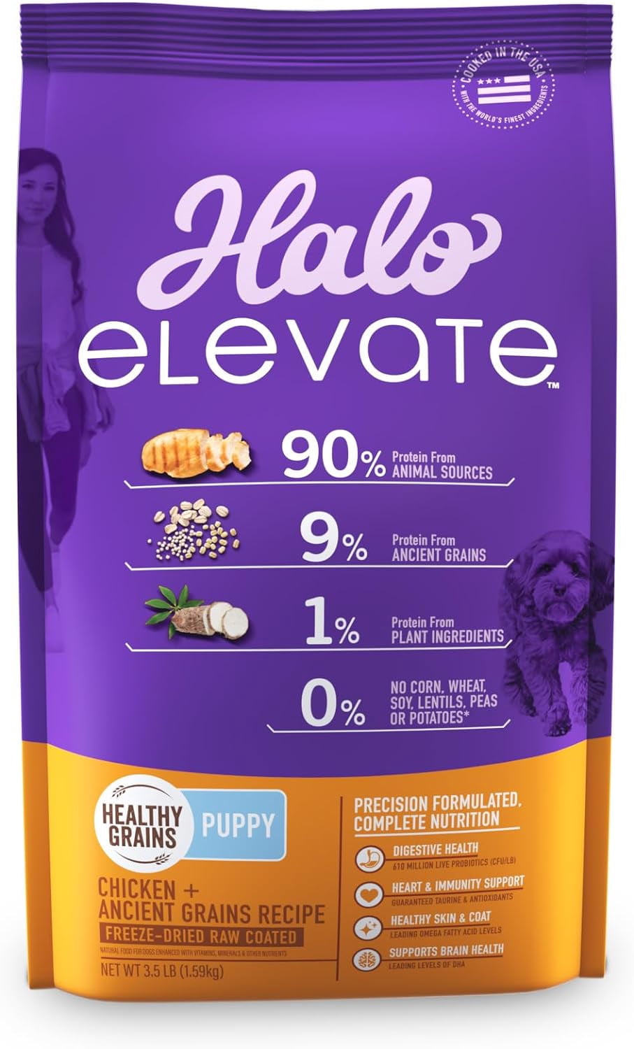 HALO Elevate Dry Dog Food, Healthy Grains Chicken Recipe, Puppy Formula
