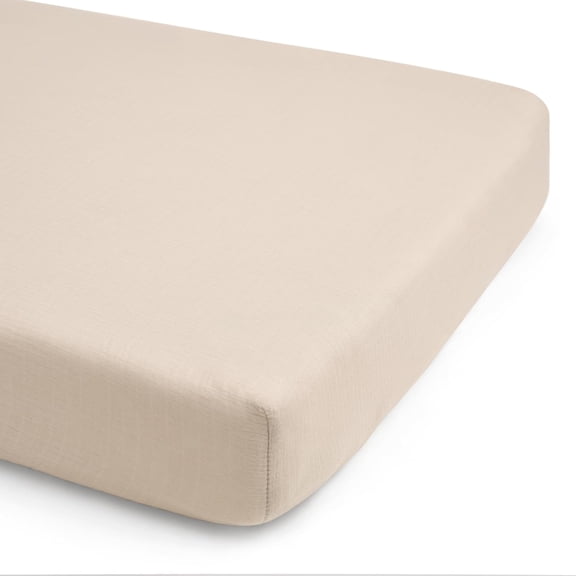 HALO Full-Size Fitted Crib Sheets, Oat, 2-Pack
