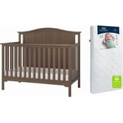 HALO Hampton Arch Top 4 in 1 Convertible Crib in Dusty Heather + DreamWeave Breathable Crib Mattress Set
