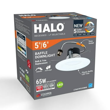 HALO LT 5 / 6 inch Indoor/Outdoor Recessed LED Retrofit Trim Can Light, 5CCT 2700K/3000K/3500K/4000k/5000K - LT56079FS1EWHR