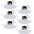 thumbnail image 1 of HALO LT 5/6 inch Selectable 3CCT 3000-5000K Integrated LED, White Recessed Light, Dimmable Retrofit Trim 6 Pack, 1 of 8