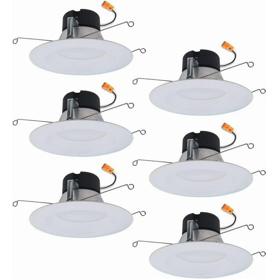HALO LT 5/6 inch Selectable 3CCT 3000-5000K Integrated LED, White Recessed Light, Dimmable Retrofit Trim 6 Pack
