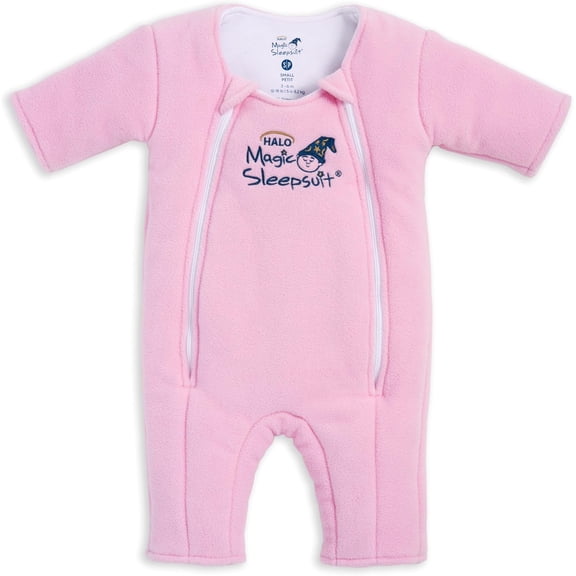 HALO Baby Merlin's Magic Sleepsuit Microfleece Transition Baby Swaddle, Wearable Baby Blanket, Small, Pink