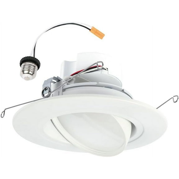 HALO RA 5/6 inch Integrated LED Recessed Adjustable Gimbal Light Trim, 600 Lumens/1000 Lumens, 5 Selectable CCT2700K, 3000K, 3500K, 4000K, 5000K with Dim to Warm, 120-Volt, White