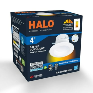 HALO RL4LS9FSD2W1EWH 4-in 955-Lumen Switchable Dimmable LED Canless Recessed Downlight White
