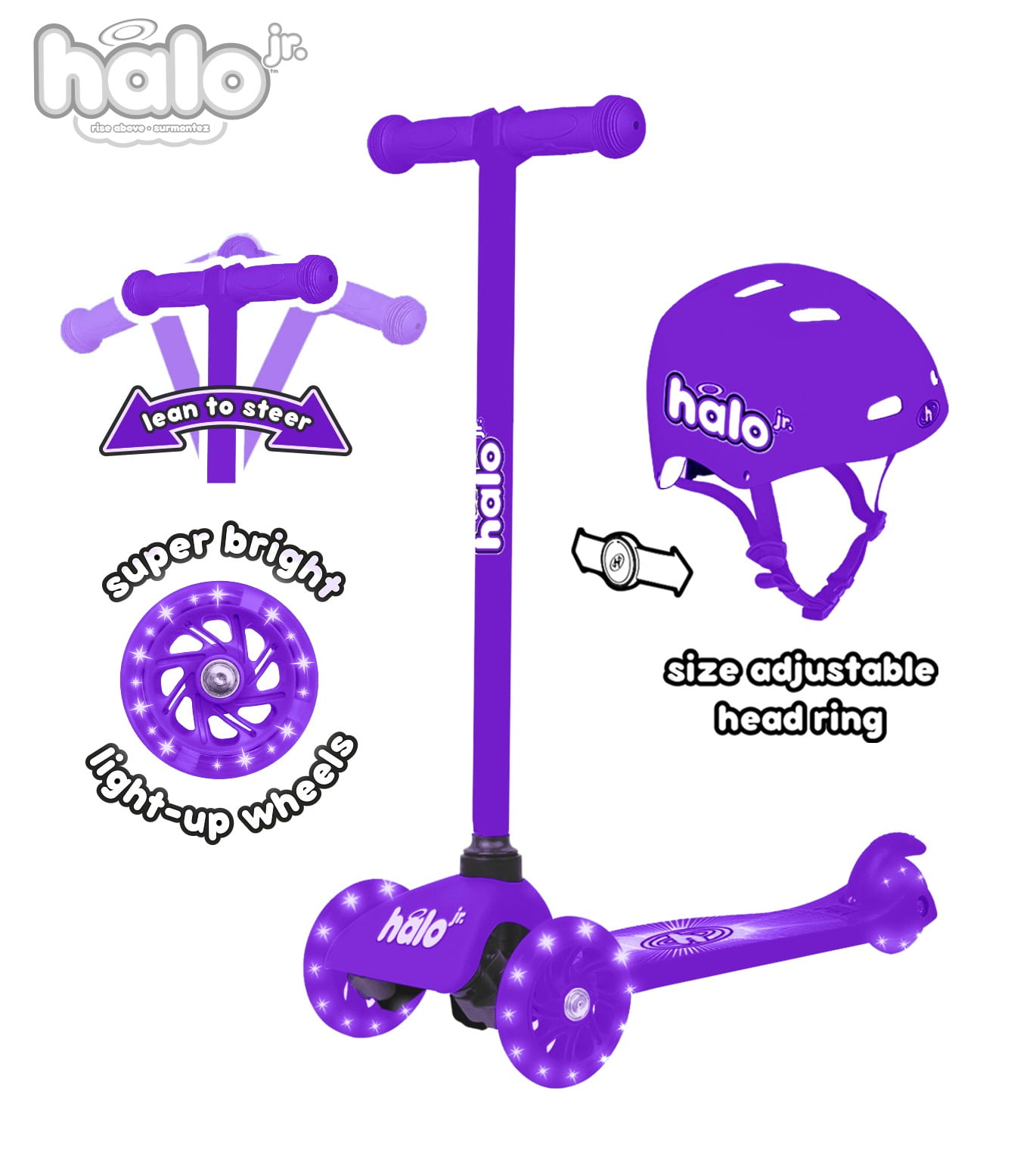 の子っち　HALO EDITION Sunset redフロアスタンド Free Shipping! Halo Rise Above Jr. 3 Wheel Scooter & Helmet