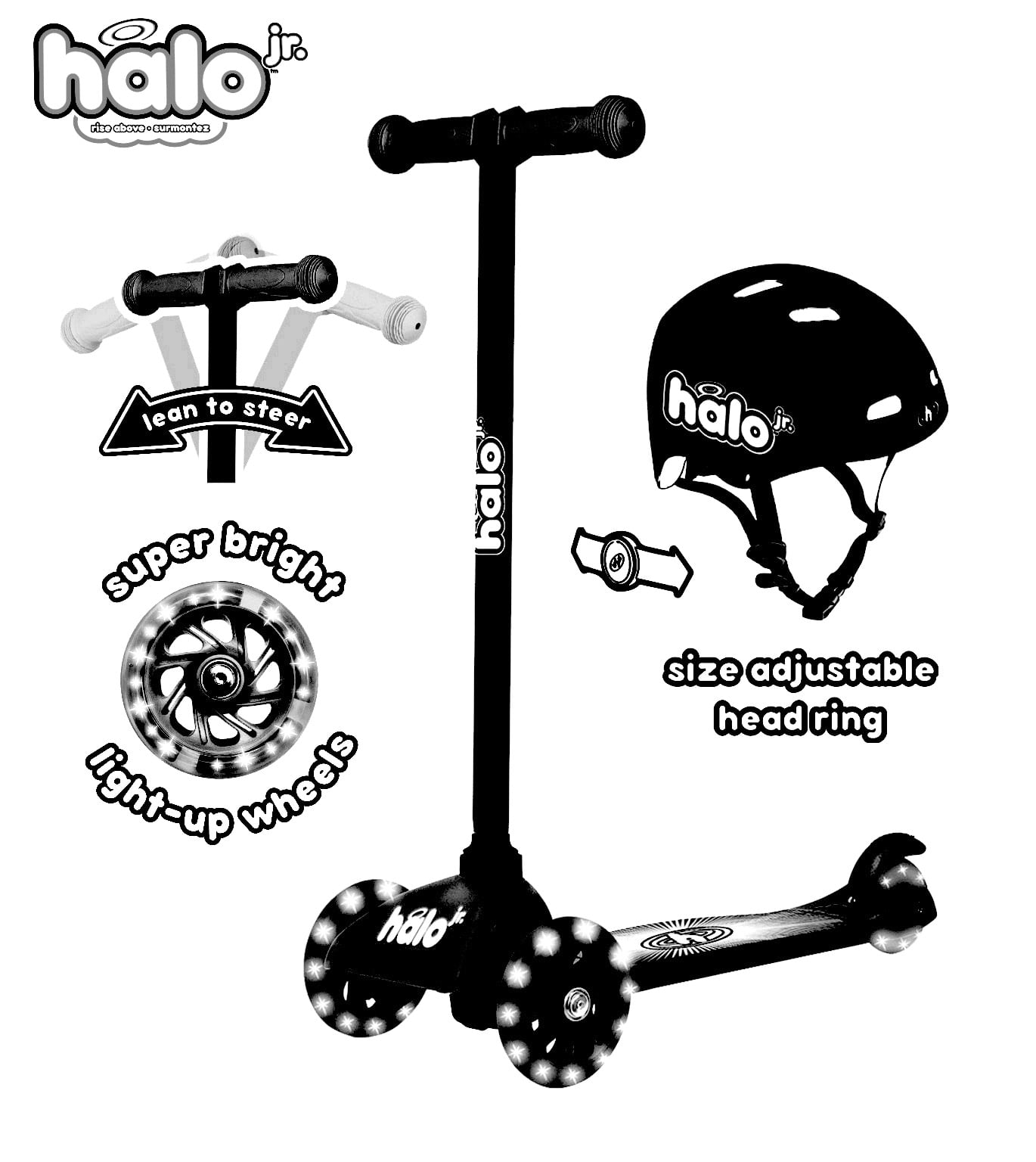 Free Shipping! Halo Rise Above Jr. 3 Wheel Scooter & Helmet Combo