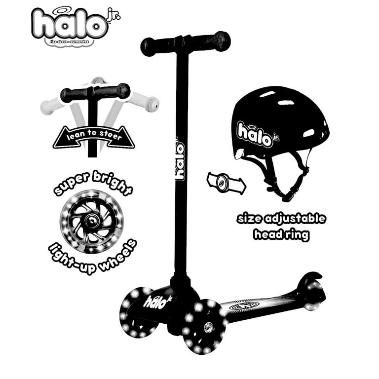 HALO Rise Above 3 Wheel Scooter & Helmet - Black - Walmart.com