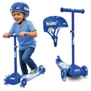 HALO Rise Above Jr 3 Wheel Toddler Scooter and Helmet Set - Blue 2+ - Light up Wheels and Adjustable Helmet