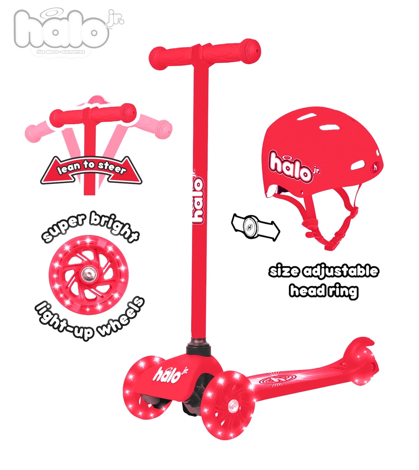 Free Shipping! Halo Rise Above Jr. 3 Wheel Scooter & Helmet