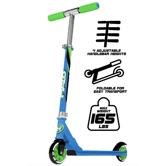 HALO Rise Above Prime 100mm Wheel Inline Scooter - Blue and Green - 220 lbs Max Weight Unisex