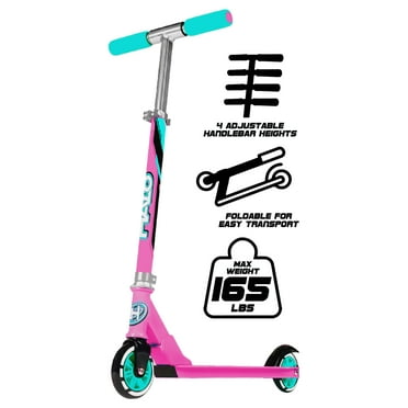 HALO Rise Above Prime 100mm Wheel Inline Scooter - Pink and Blue - 220 lbs Max Weight Unisex 5+