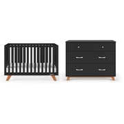 HALO SOHO Crib and Dresser Nursery Set, 4-in-1 Convertible Crib with 3-Drawer Dresser, Ebony, 2-Piece