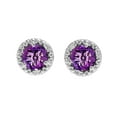 thumbnail image 1 of HALO STUD EARRINGS IN WHITE GOLD WITH SOLITAIRE AMETHYST AND DIAMONDS, 1 of 1
