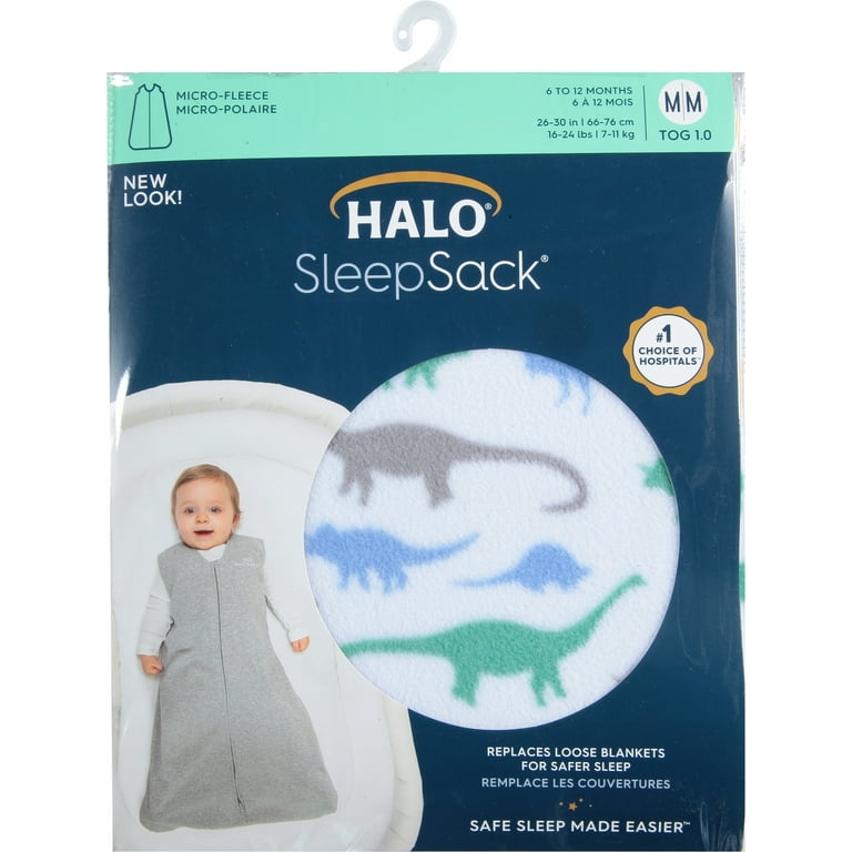 Halo SleepSack 6 to 12 Months Dinos Print Fleece Wearable Blanket Medium 1 ea