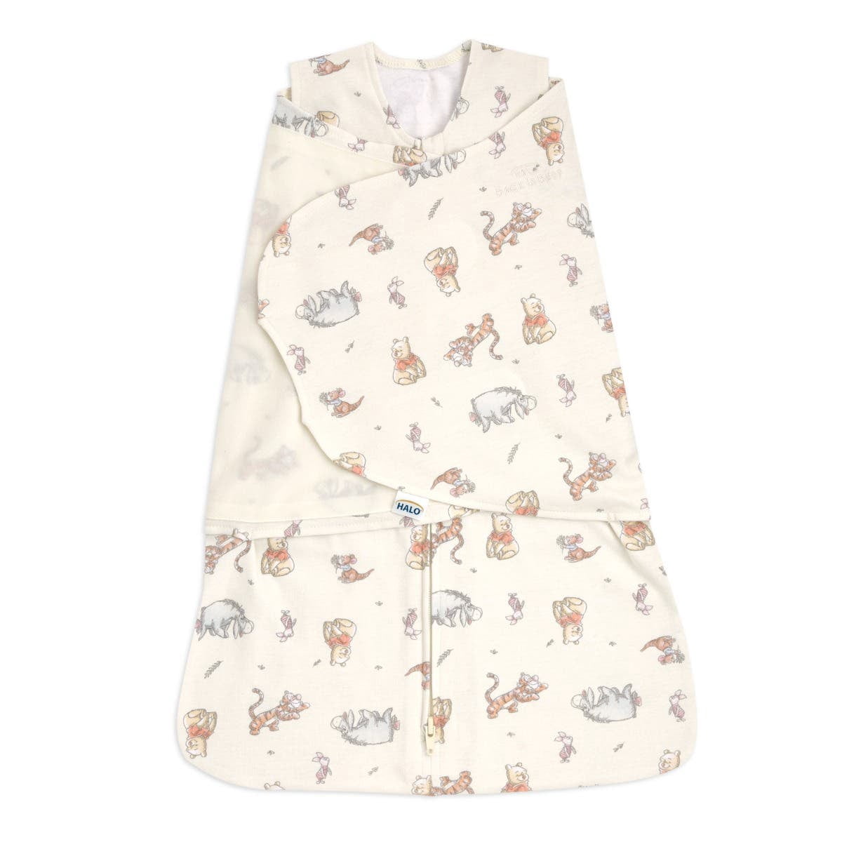 HALO Sleepsack Swaddle, 100% Cotton, 1.5 TOG, Quiet Closure, Winnie Frolic, Newborn