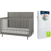 HALO Surrey Hill 4 in 1 Convertible Crib in Lunar Grey + DreamWeave Breathable Crib Mattress Set