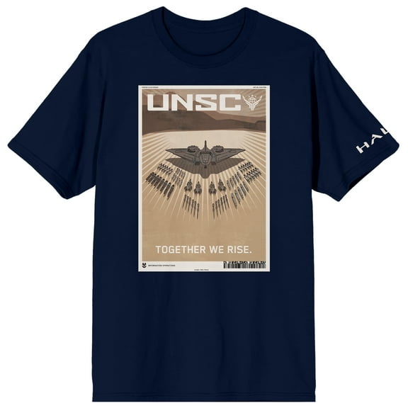HALO UNSC Together We Rise Adult Navy Short Sleeve Tee-Medium