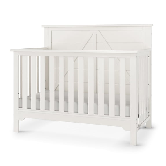 HALO Woodland 4-in-1 Convertible Crib, Shiplap Panel Design, 3 Mattress Heights, Brushed Cotton