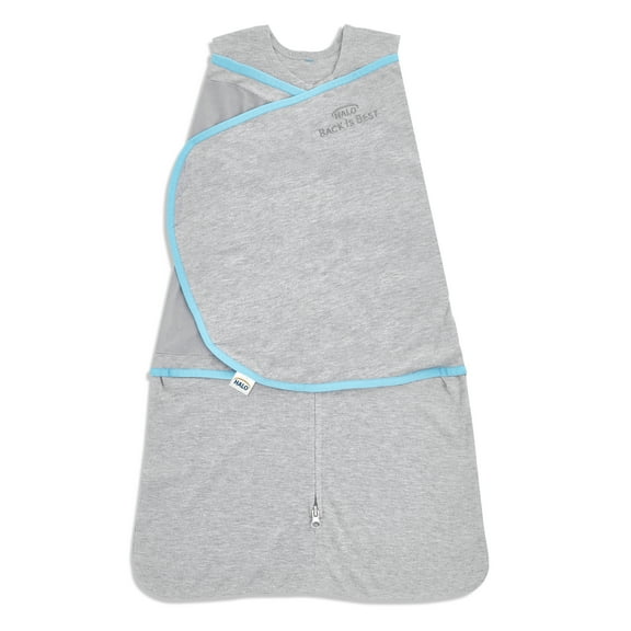 HALO heather grey/aqua idealtemp SleepSack swaddle - NB