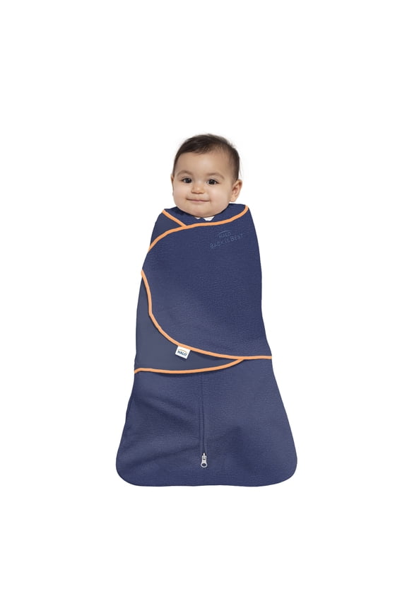 Halo navy/orange ideal temp SleepSack swaddle -NB